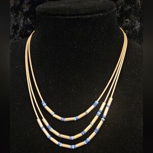 Elegant Gold and Blue Beaded Necklace